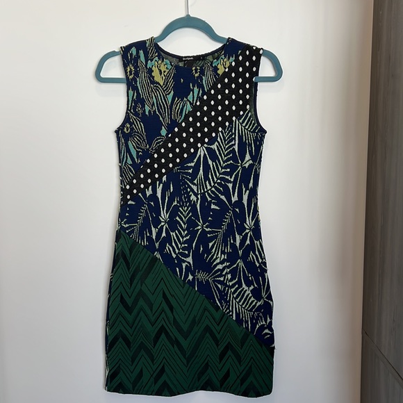 Desigual Mixed Media Color Block Martina Mini Dress sz small EUC - Picture 6 of 6